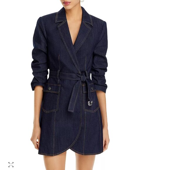 Cinq à Sept Jenessa Indigo Denim Blazer Belted Dress Dress Size 6 - Picture 1 of 9